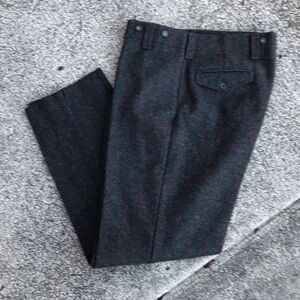 Woolrich Mens Size 40 Wool Pants Un-hemmed Grey With Red & Green Windowpane